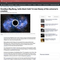Goodbye Big Bang, hello black hole? A new theory of the universe's creation