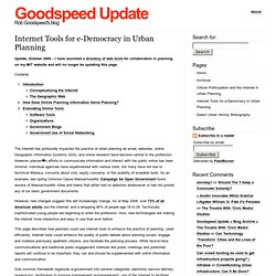 Goodspeed Update » Internet Tools for e-Democracy in Urban Planning