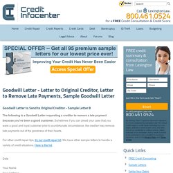 Goodwill Letter to Send to Original Creditors