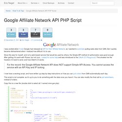 Google Affiliate Network API PHP Script