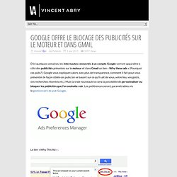 Google offre le blocage des publicités sur le moteur et dans Gmail