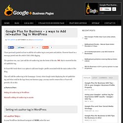 Google Plus for Business - 2 ways to Add rel=author Tag in Wordpress