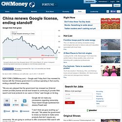 Google, China censorship standoff ends - Jul. 9, 2010
