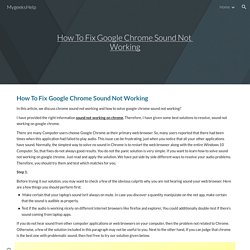 How To Fix Google Chrome Sound Not Working