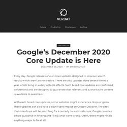 Google’s December 2020 Core Update is Here