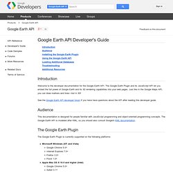 Earth API Guide du développeur - Google Earth API - Google Développeurs