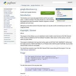 Python Package Index : google.directions 0.3
