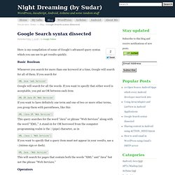 Google Search syntax dissected