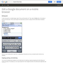 Edit a Google document on a mobile browser - Google Drive Help