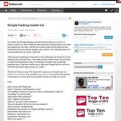 Google hacking master list