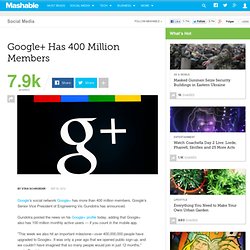 Google+ Has 400 Million Members