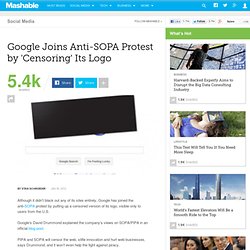 Google Joins Anti-SOPA protest by "Censoring" Its Logo