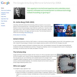 The Google Anita Borg Memorial Scholarship: Europe, the Middle East and Africa