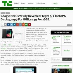 Google Nexus 7 Fully Revealed: Tegra 3, 7-Inch IPS Display, $199 For 8GB, $249 For 16GB