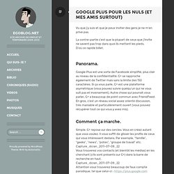 Google Plus pour les nuls (et mes amis surtout) 