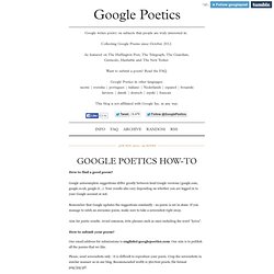 Google Poetics how-to