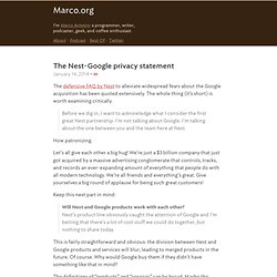 The Nest-Google privacy statement
