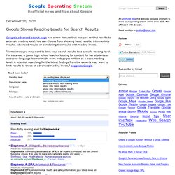 Google Shows Reading Levels for Search Results