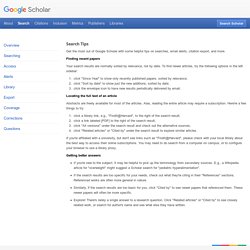 Google Scholar Search Tips