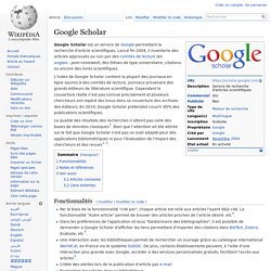 Google Scholar (mode d'emploi)