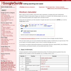 Google Shortcuts: Calculator