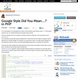 Google Style Did You Mean....? in PHP