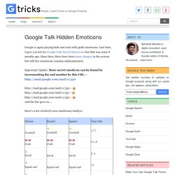 Google Talk Hidden Emoticons