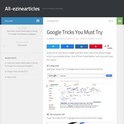 Google Tricks You Must Try