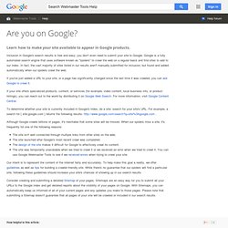 Are you on Google? - Webmaster Tools Help