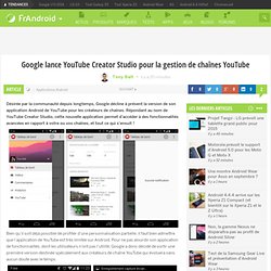 Google lance YouTube Creator Studio sur le Google Play