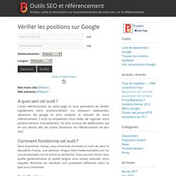 Vérifier les positions sur Google