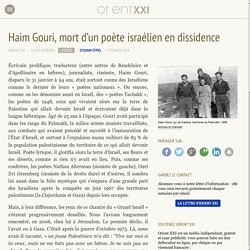 Haim Gouri, mort d’un poète israélien en dissidence