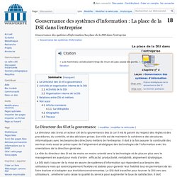 Gouvernance des systèmes d'information/La place de la DSI dans l'entreprise