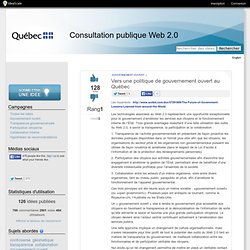 Vers une politique de gouvernement ouvert au Québec - Consultation publique Web 2.0 - par IdeaScale