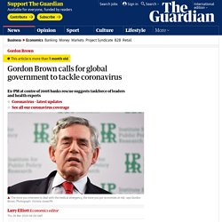 Gordon Brown calls for global government to tackle coronavirus