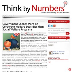 Think by Numbers » Government Spends More on Corporate Welfare Subsidies than Social Welfare Programs
