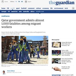 Qatar government admits almost 1,000 fatalities among migrant workers