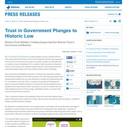 Trust in Government Plunges to Historic Low - 2014 Trust Barometer