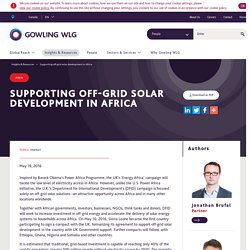 Gowling WLG - Supporting off-grid solar development in Africa