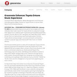 Gracenote Enhances Toyota Entune Music Experience