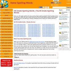 4th Grade Spelling Words / Fourth Grade Spelling Lists