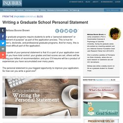 Writing a Graduate School Personal Statement