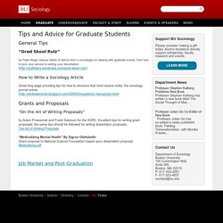 Tips and Advice for Graduate Students » Sociology