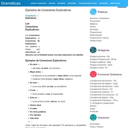 Gramáticas: Ejemplos de Conectores Explicativos