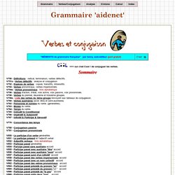 Grammaire AIDENET : Verbes et conjugaison des verbes français / 00