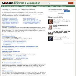 Glossary of Grammatical and Rhetorical Terms - Grammar, Rhetoric, and Composition - Figures of Speech