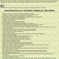Things People Said: Patient Charts/GRAMMATICALLY INFIRM MEDICAL RECORDS