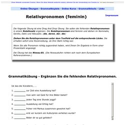 Relativpronomen einsetzen - Online-Ü