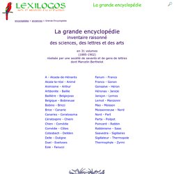 La Grande Encyclopédie en ligne (1885-1902) LEXILOGOS