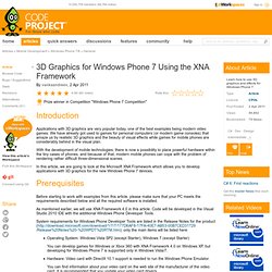 3D Graphics for Windows Phone 7 Using the XNA Framework